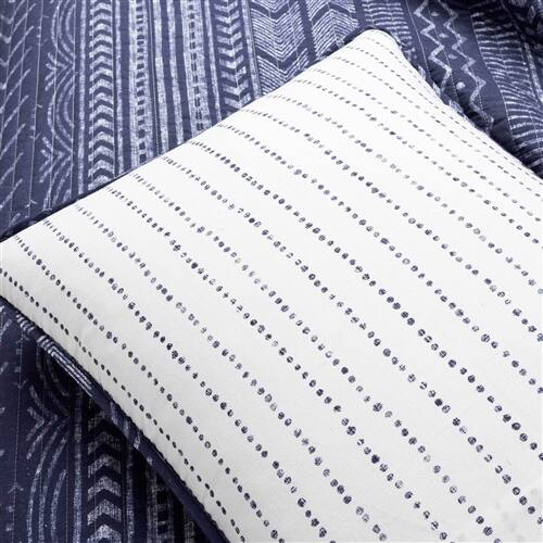 Alt View 1. SlickBlue - Reversible Cotton Quilt Set – Lightweight Bedspread for Comfortable Sleep - Navy Blue, White.