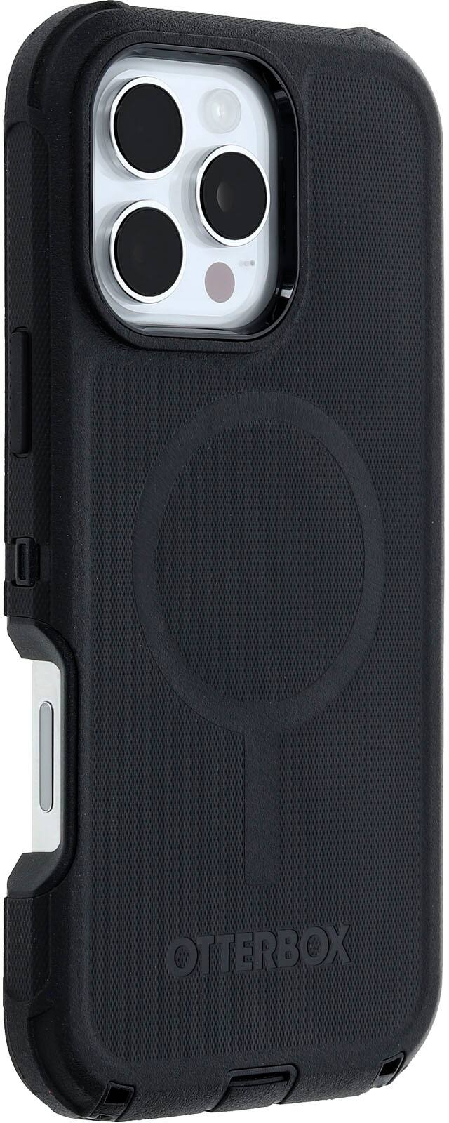Angle. OtterBox - Defender Series Pro Hard Shell for MagSafe for Apple iPhone 16 Pro Max - Black.