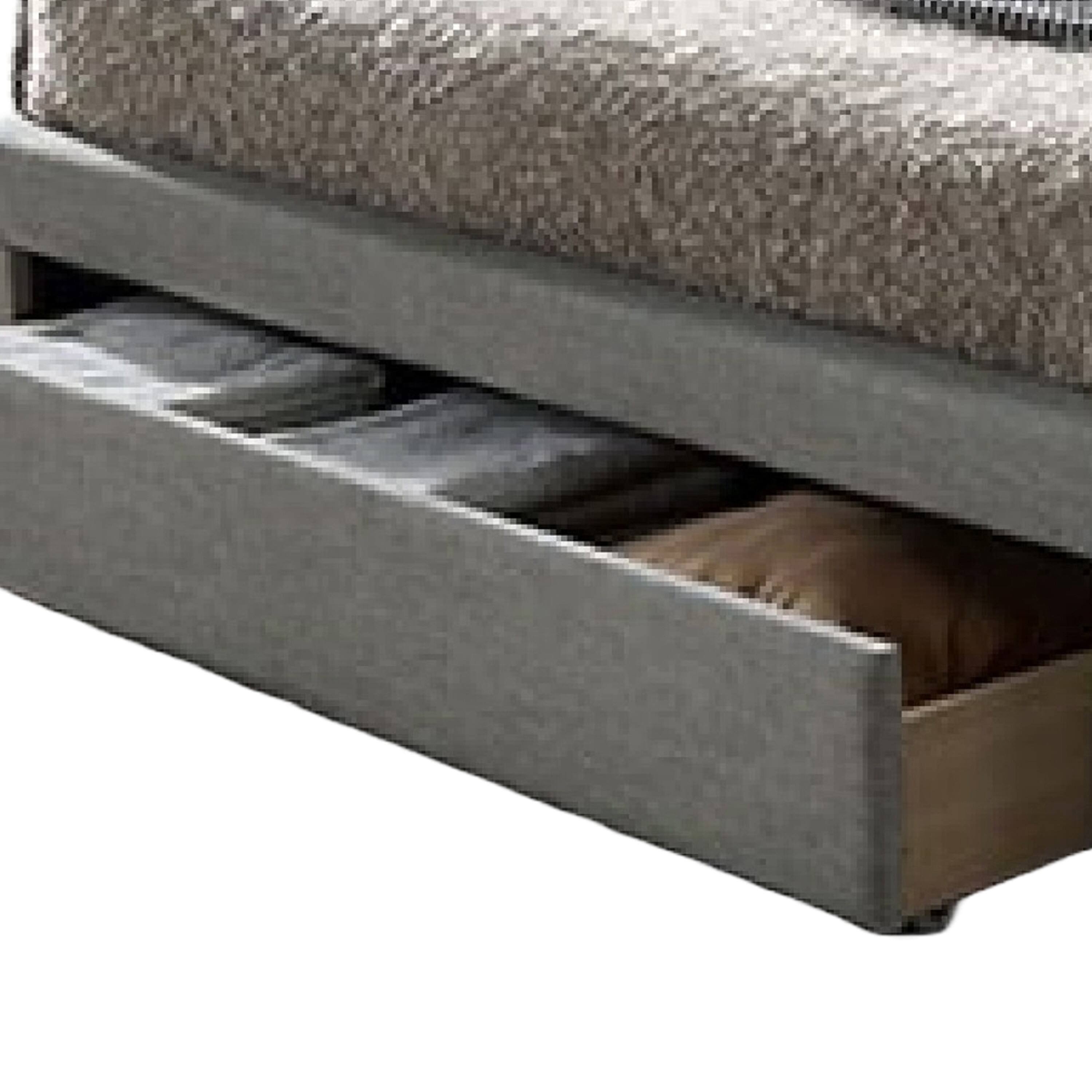 Alt View 3. Manhattan Lane - Sya Twin Size Bed w Button Tufted Upholstery, Underbed Storage - Gray.