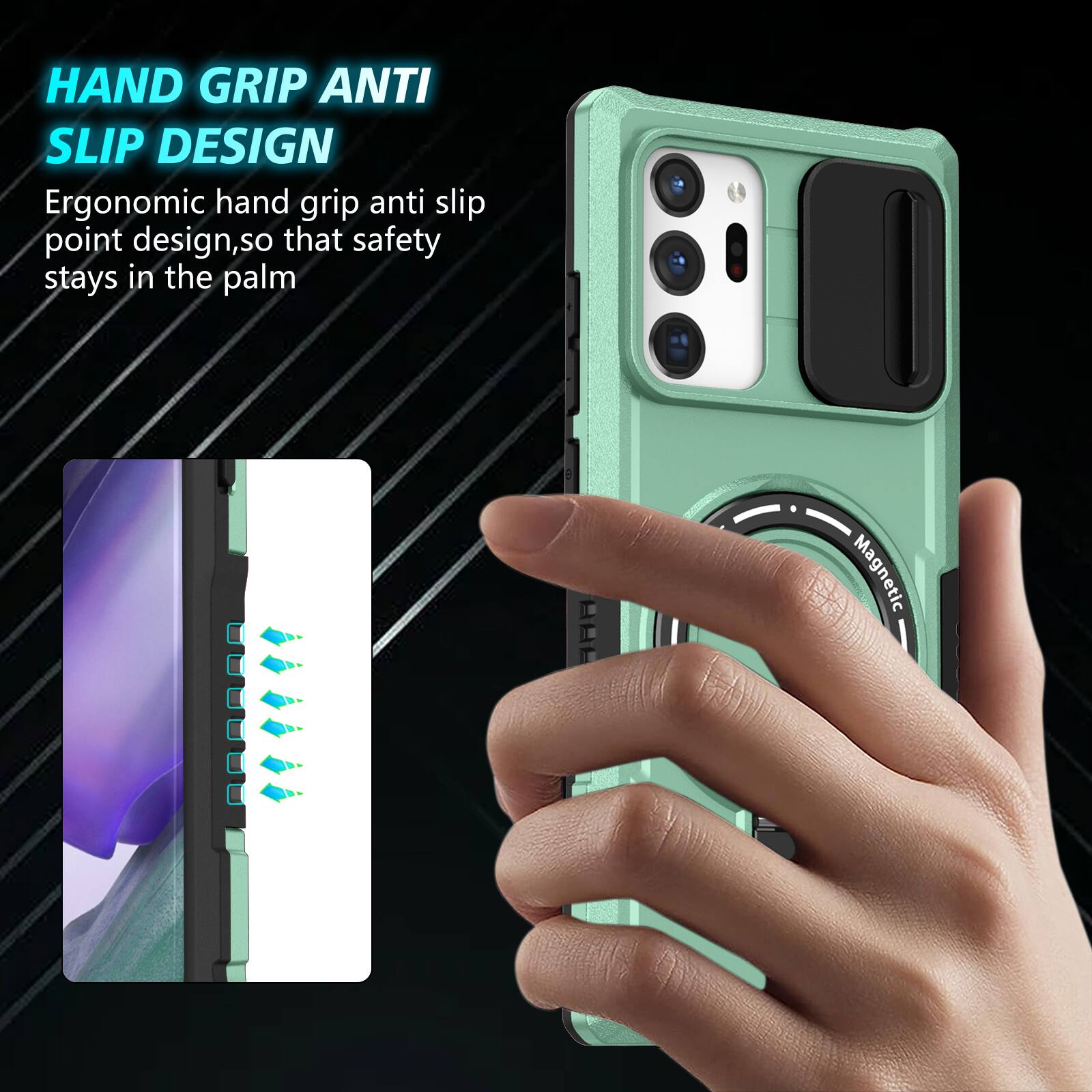 HAND GRIP ANTI SLIP DESIGN

Ergonomic hand grip anti slip point design, so that safety stays in the palm