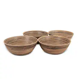 Lexa - Bamboo Salad Bowl Set, 8 Inch x 4, Black Bamboo - Black/Natural