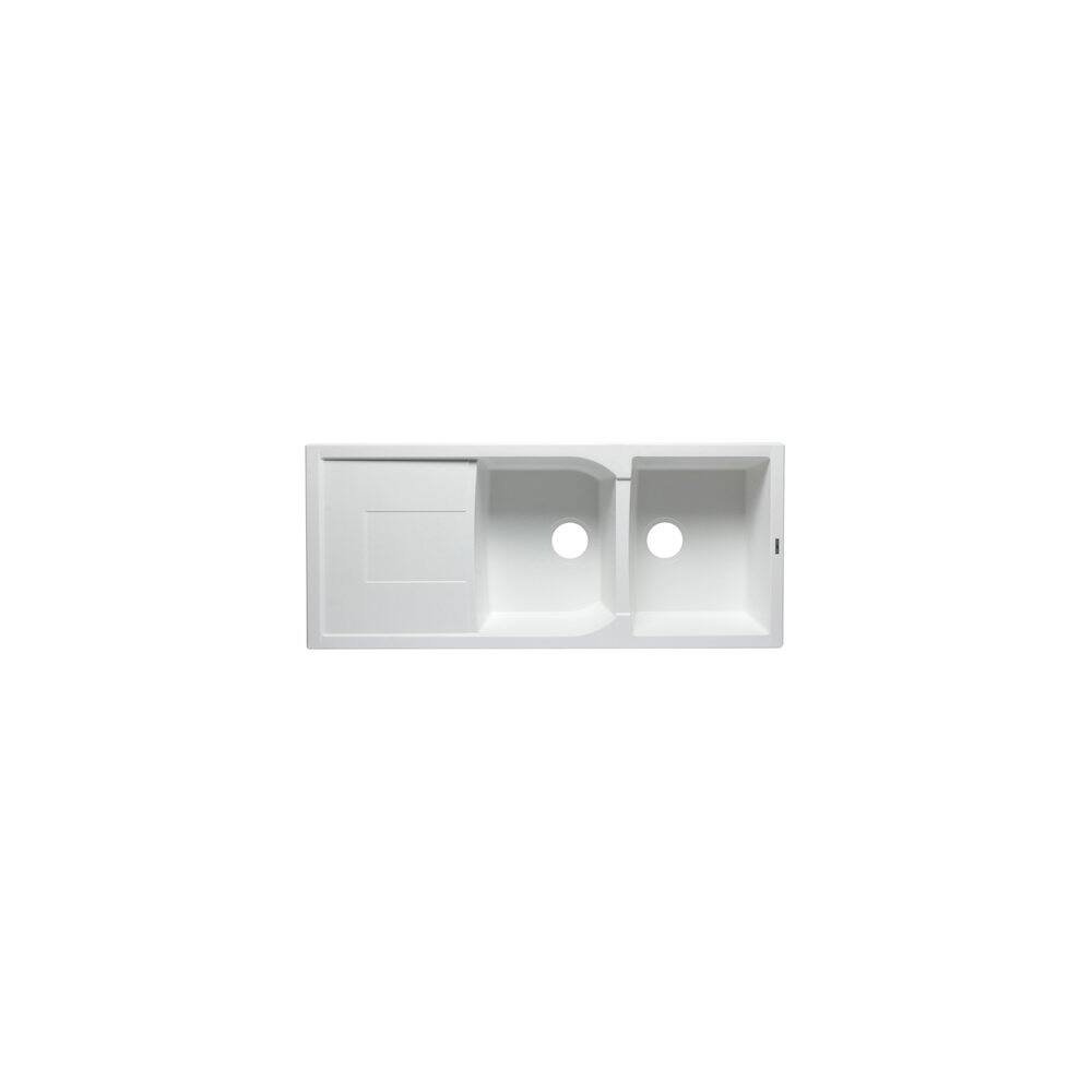 Alt View 4. Alfi - ALFI brand White 46 Double Bowl Granite Composite Kitchen Sink with Drainboard - White.