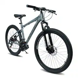 Anysun - 26" All-Terrain Mountain Bike - 21 Speeds, Disc Brakes & Carbon Steel Frame for Men/Women, Perfect for Trail & Touring - Gray