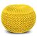 Front. Simpli Home - Grafton Velvet Round Pouf - Golden Yellow.