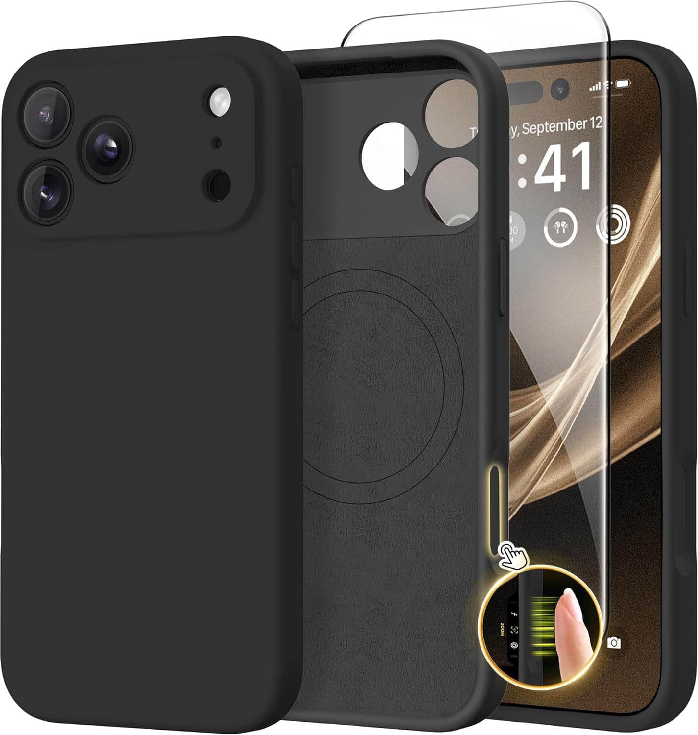 FINEAK - Full Camera Protection Magnetic for iPhone 17 Pro Max Case,Screen Protector - Black