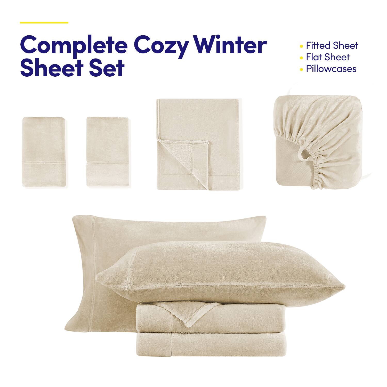 Complete Cozy Winter Sheet Set

- Fitted Sheet
- Flat Sheet
- Pillowcases
