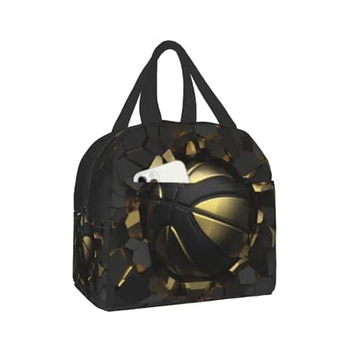 Vulpecula Spade - Basketball Insulated Lunch Bags- 3D Sport Ball Print Reusable Lunch Box- Kids Thermal Cooler Lunch Tote Bento for Boys