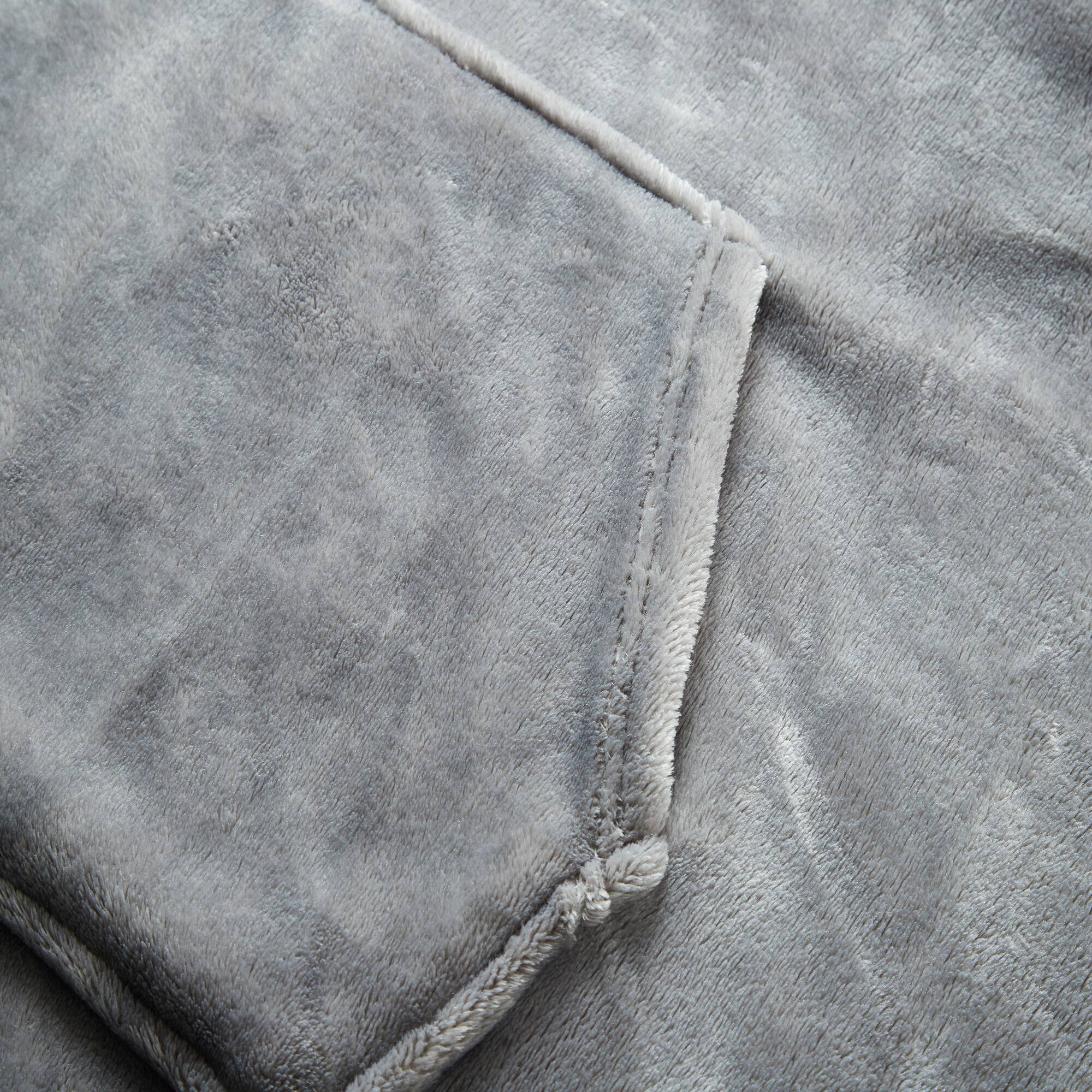 Left. Sweet Home Collection - Oversized Wearable Adult Blanket with Sleeves and Hood - Gray.