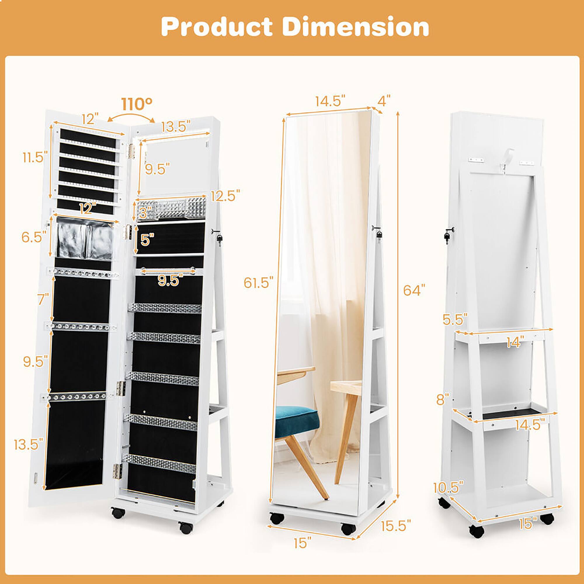 Product Dimension

- 12" x 11.5" x 6.5" x 5" x 9.5" x 13.5"
- 13.5" x 12.5" x 7" x 9.5" x 14.5" x 61.5" x 15"
- 14.5" x 4" x 64" x 5.5" x 14" x 8" x 14.5" x 10.5" x 15" x 15.5"