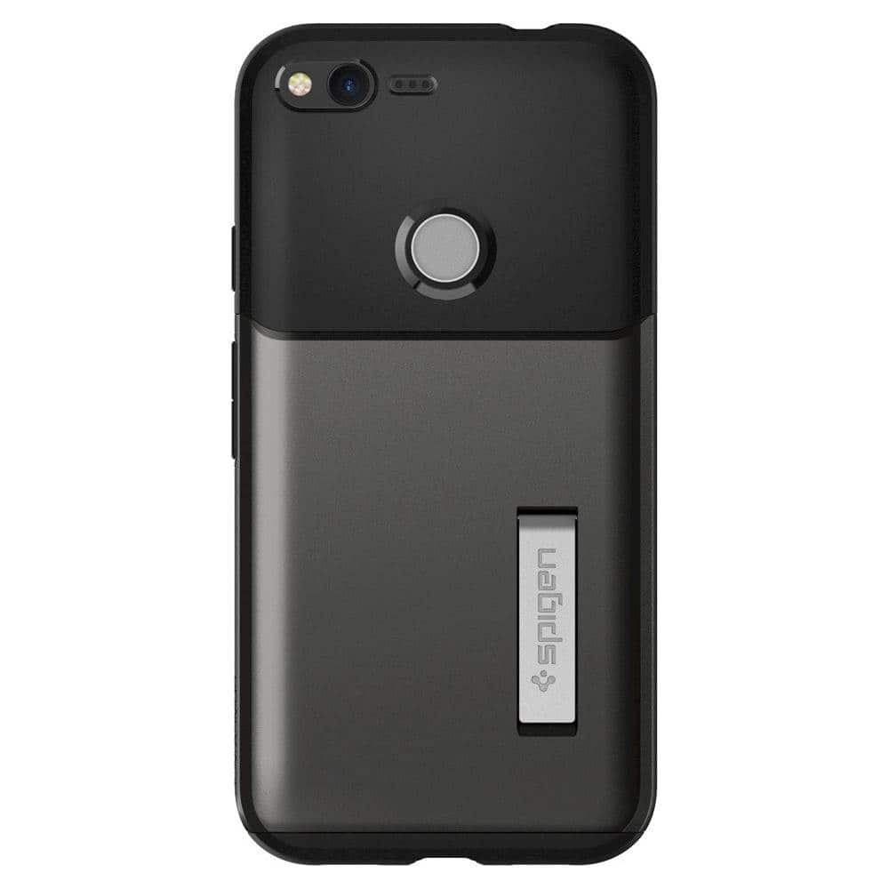 Front. Spigen - Slim Armor Case for Google Pixel XL - Gunmetal.