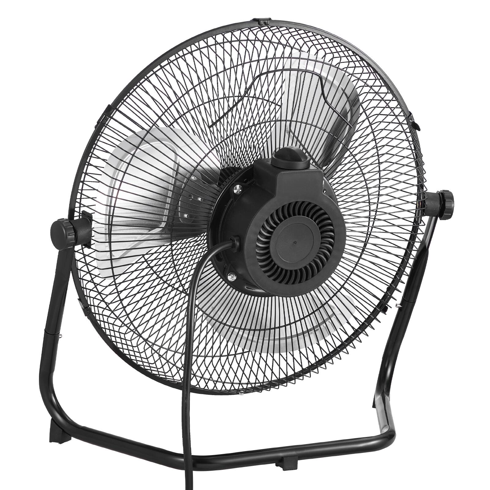 Alt View 5. VEVOR - Floor Fan, 3 Speeds High Velocity Heavy Duty 14 Inch Industrial Fan, 2560 CFM 360° Adjustable Tilt 19.69 ft/sec Airflow - Black.