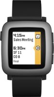 Pebble - Geek Squad Certified Refurbished Time Polycarbonate Smartwatch - Black - Front_Zoom