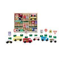 Front Large. Melissa and Doug - Wooden Vehicles & Traffic Signs Toy Set.
