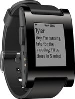 Pebble - Geek Squad Certified Refurbished Classic Smartwatch Polycarbonate - Jet Black - Front_Zoom