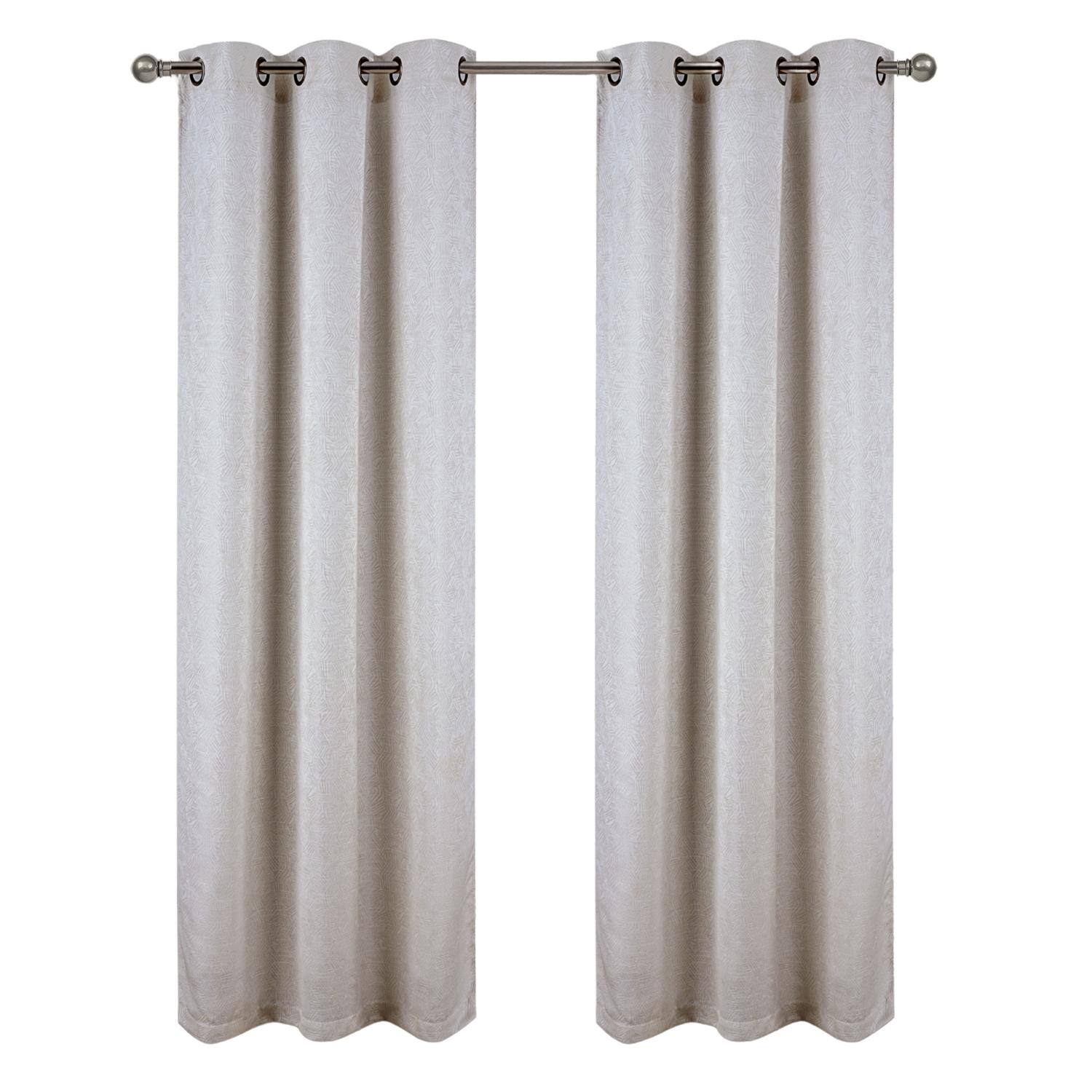 Front. RT Designers Collection - RT Designer Collection Wilton Jacquard Grommet Luxurious Modern Design Curtain Panel 54" x 84" Taupe - Taupe.