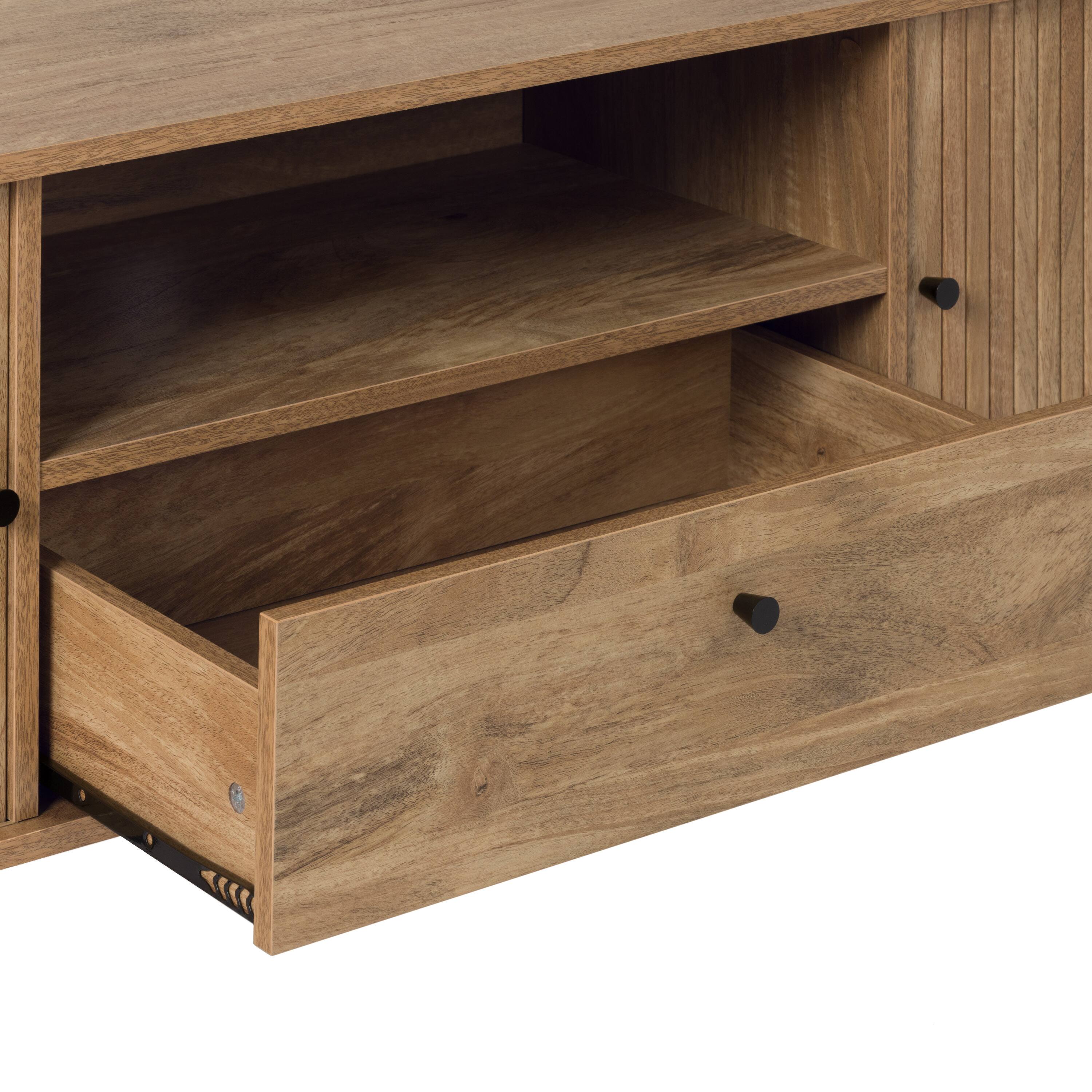 Alt View 12. CorLiving - Hikari Collection Media Console TV Stand with Cabinets for Most TV's up to 75" - Light Wood.