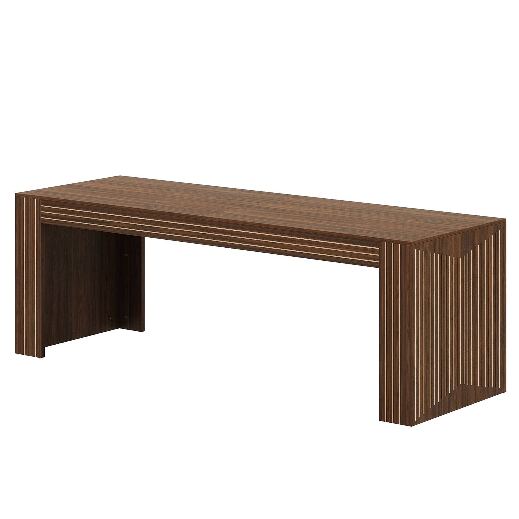 Alt View 4. Tribesigns - Farmhouse Dining Table with Engineered Wood Construction and Rectangular Top for Dining Room and Kitchen - Dark Brown.