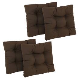 Blazing Needles - 19-inch Squared Twill Tufted Dining Chair Cushion (Set of Four) - Chocolate