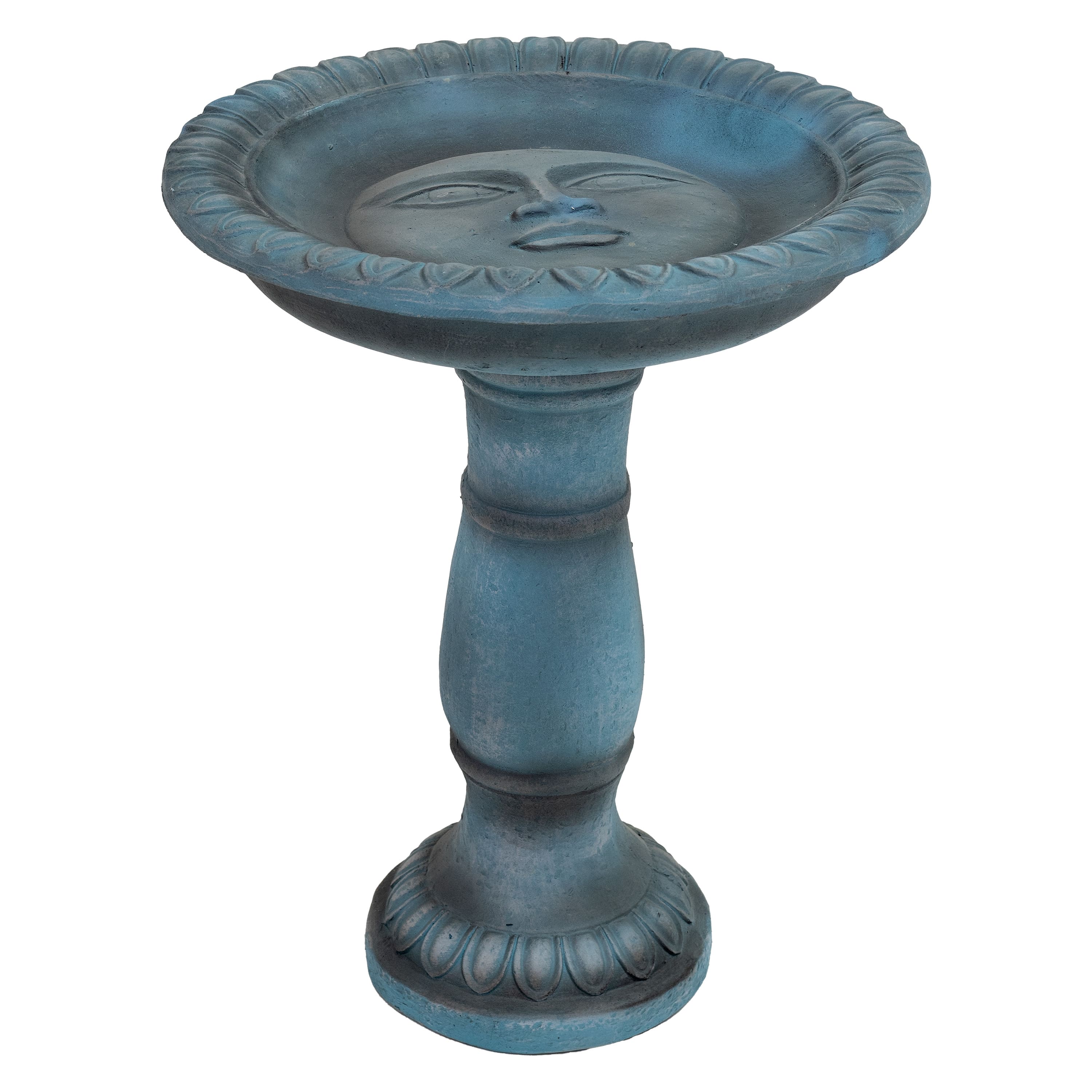 Sunnydaze - Facade du Soleil Reinforced Concrete Bird Bath - 26 in - Patina Green