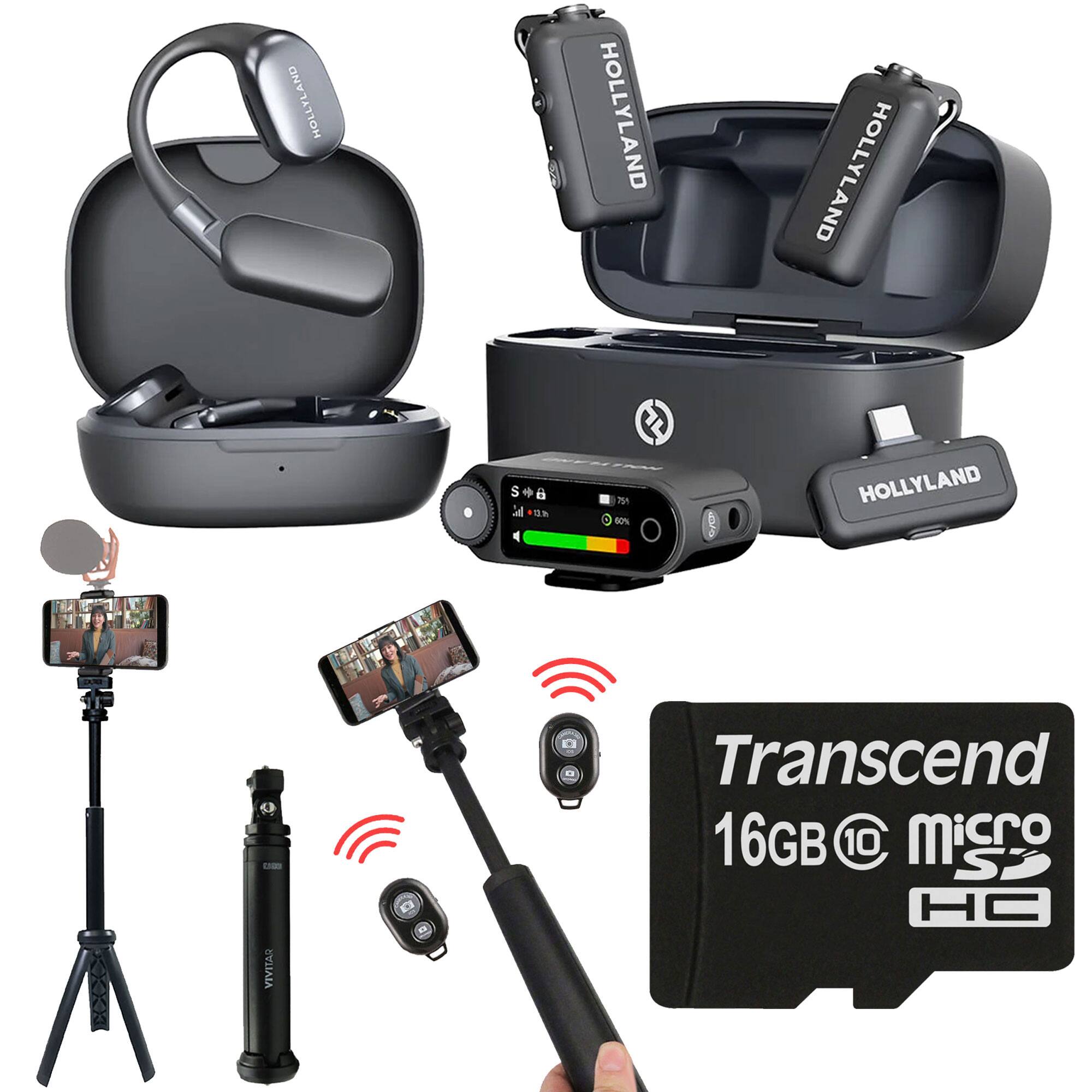 HOLLYLAND - LARK MAX 2 ULTIMATE COMBO Lavalier Mic System + Tripod, 16GB microSD - Gray