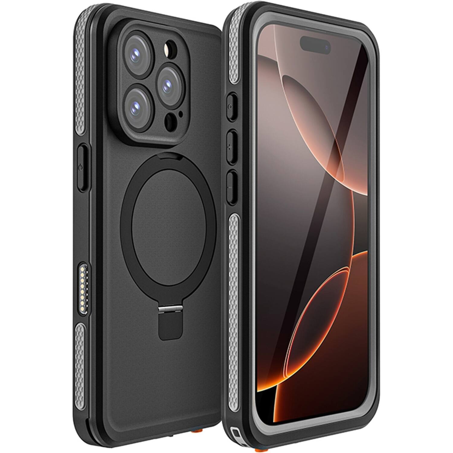 Front. SaharaCase - Oasis Series Water-Resistant Case with MagSafe for Apple iPhone 16 Pro - Black.