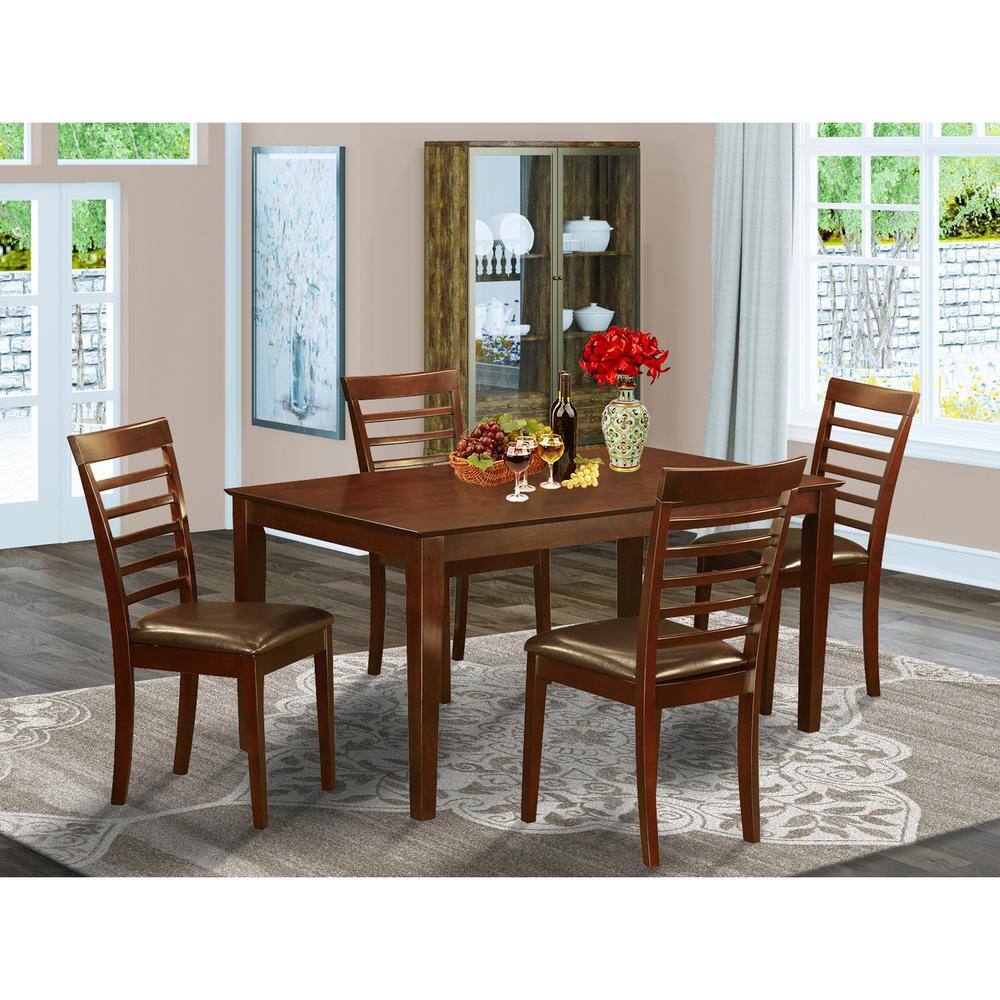 Back. East West Furniture - 5 Pc Dining set-Dining Table and 4 Chairs - Mahogany.
