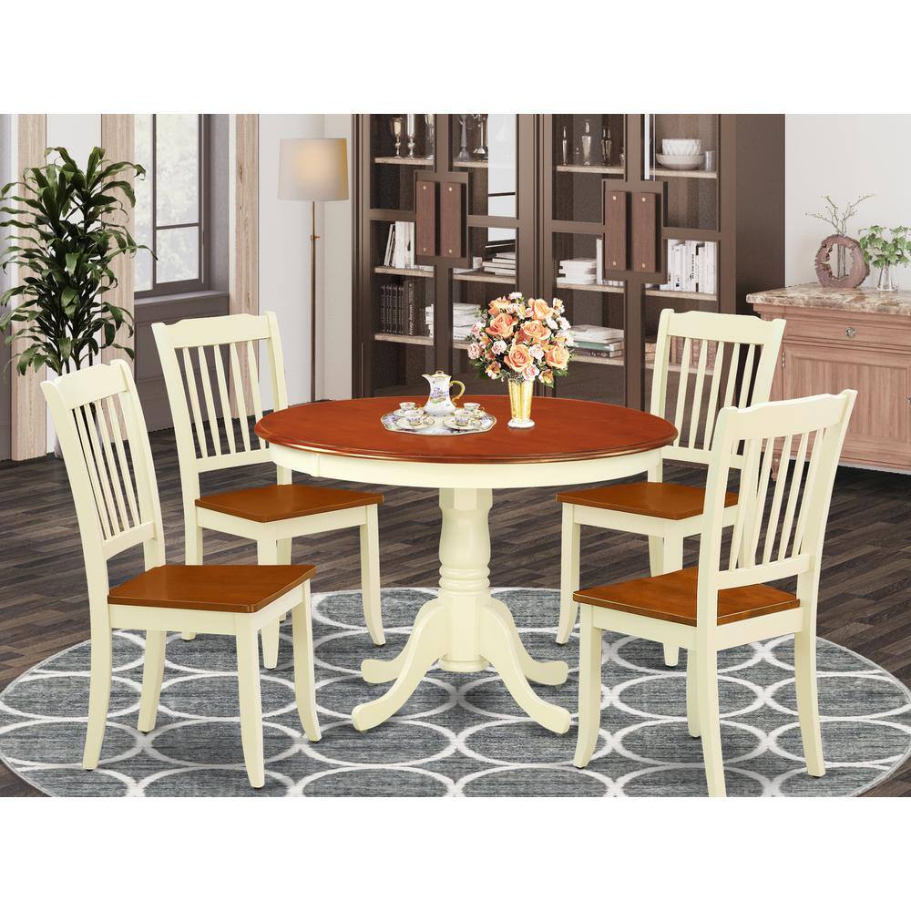 Back. East West Furniture - Dining Room Set Buttermilk & Cherry - Brown.