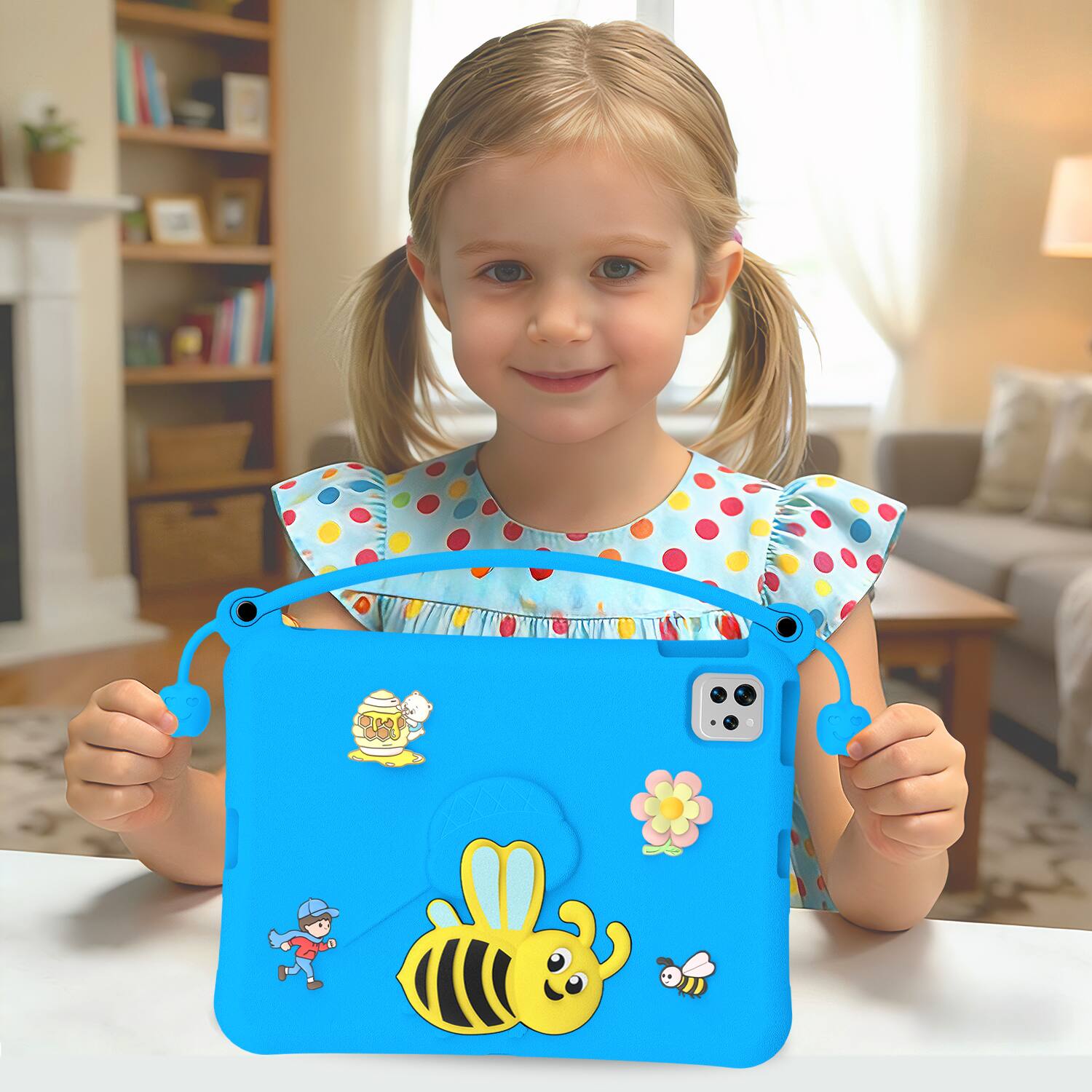 Alt View 5. Dteck - for Apple iPad (A16) 11" 2025 & iPad Air 11‑inch (M4) 2026 Kids EVA Tablet Case,Shockproof Kickstand Cover + Handle - Blue.