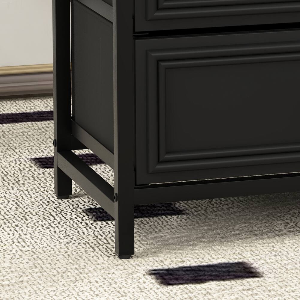 Alt View 7. Spaco - 3-Drawer Nightstand Set of 2, Wooden Night Stands with Solid Wood Legs, Modern Bedside Table with Storage for Bedroom - Black.