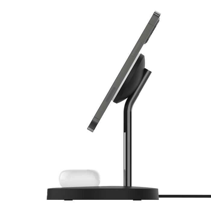 Alt View 1. Belkin - MagSafe 2-in-1 Wireless Charging Stand for Apple iPhone & AirPods, 15W - Black.