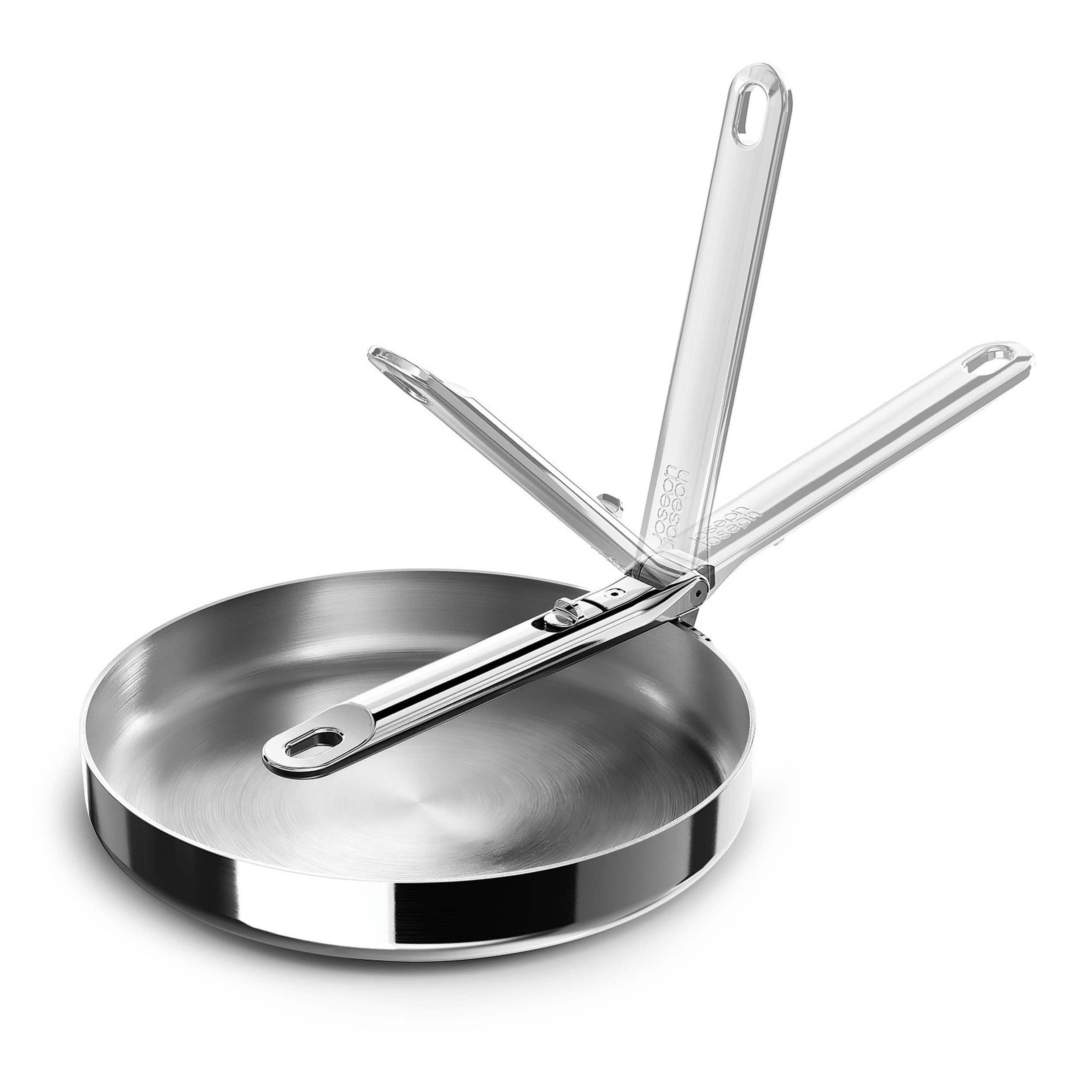 Joseph Joseph - Space Steel 9.5'' Frying Pan with Folding Handle - Stainless Steel