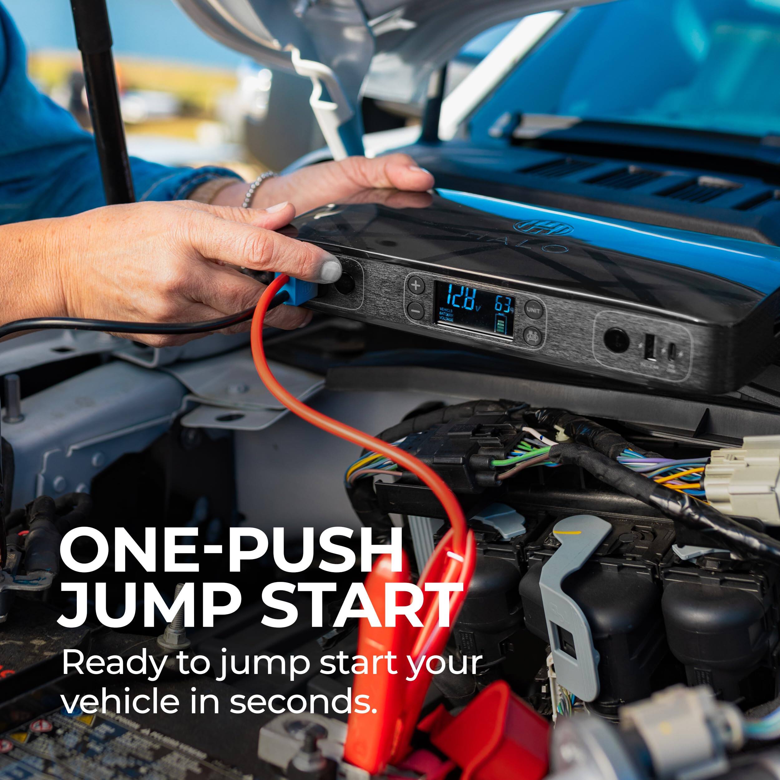 ONE-PUSH JUMP START  
Ready to jump start your vehicle in seconds.