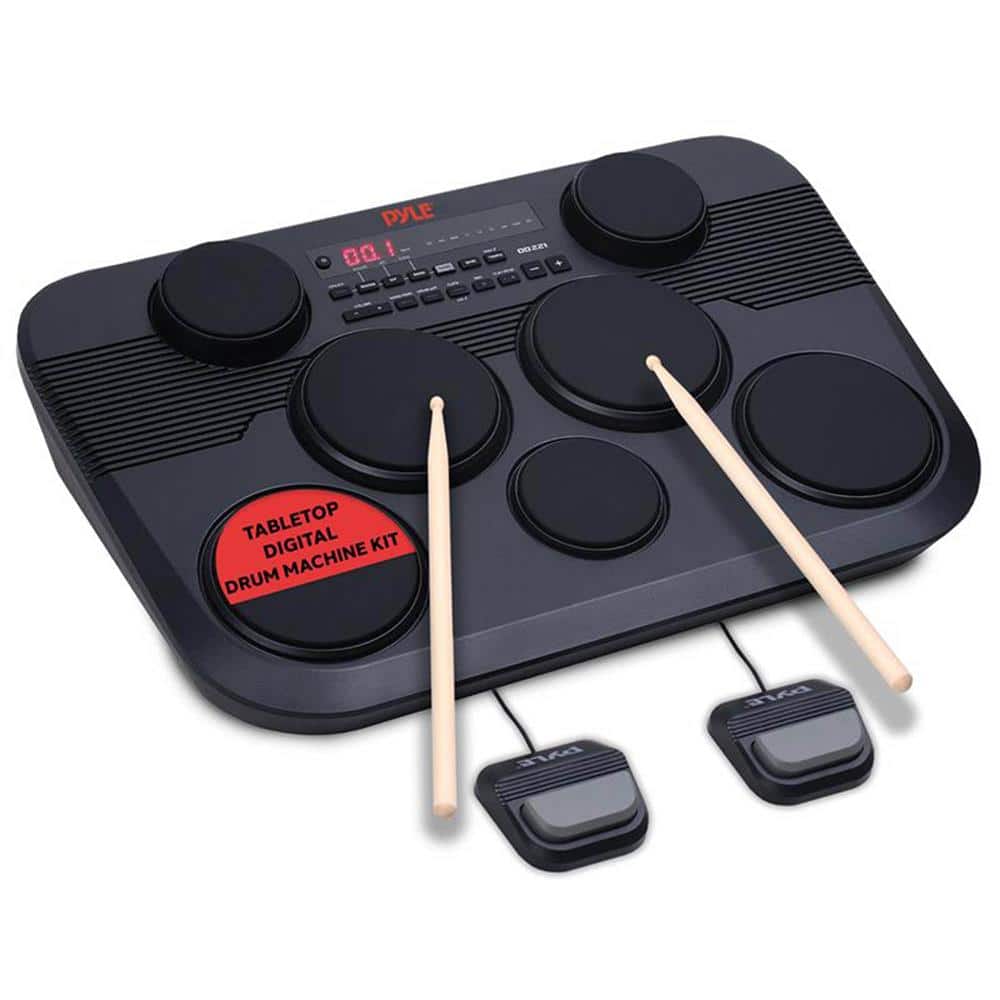 Pyle - Electronic Tabletop Digital Drum Set, Compact Portable Drum Pad Kit w/ 7 Touch Sensitive Drum Pads and Pedals - Black price history on PriceWatchPro