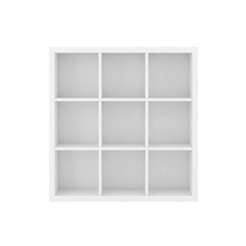 Back. FurniFact - White 11-Cube Reversible Open Shelf Bookcase, Wooden Finish for Flexible Storage - White.