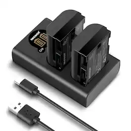 Neewer - LP-E6P/NH/N/6 Battery & Charger Set, 2-Pack 2200mAh, Vertical Dual USB Charger, Canon