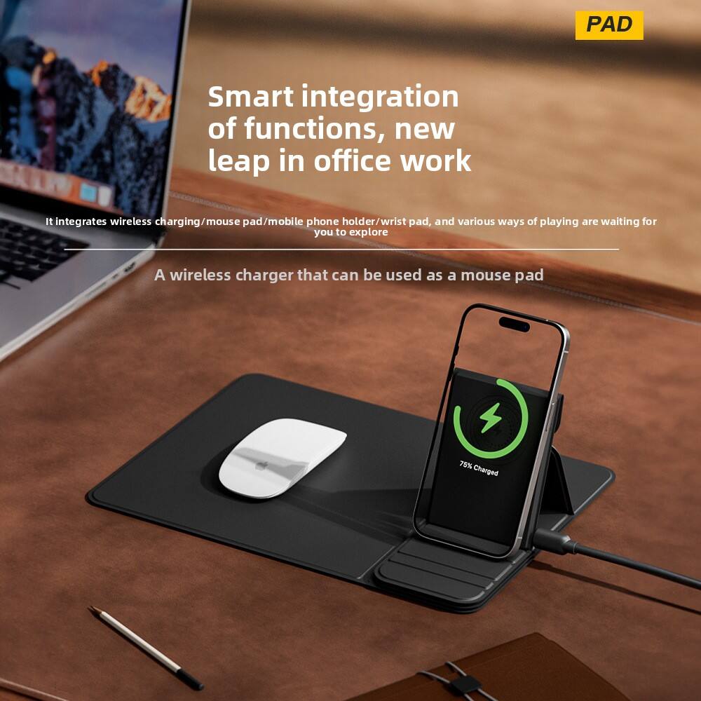 PAD

Smart integration of functions, new leap in office work

It integrates wireless charging/mouse pad/mobile phone holder/wrist pad, and various ways of playing are waiting for you to explore

A wireless charger that can be used as a mouse pad

75% Charged
