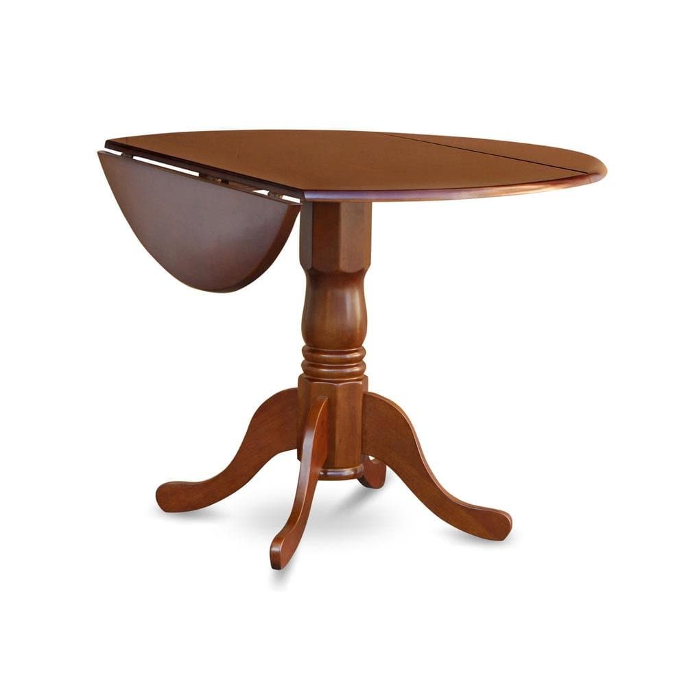 FurniFact - Compact 5-Piece Dining Room Table Set – Round Table & 4 Chairs - Saddle Brown