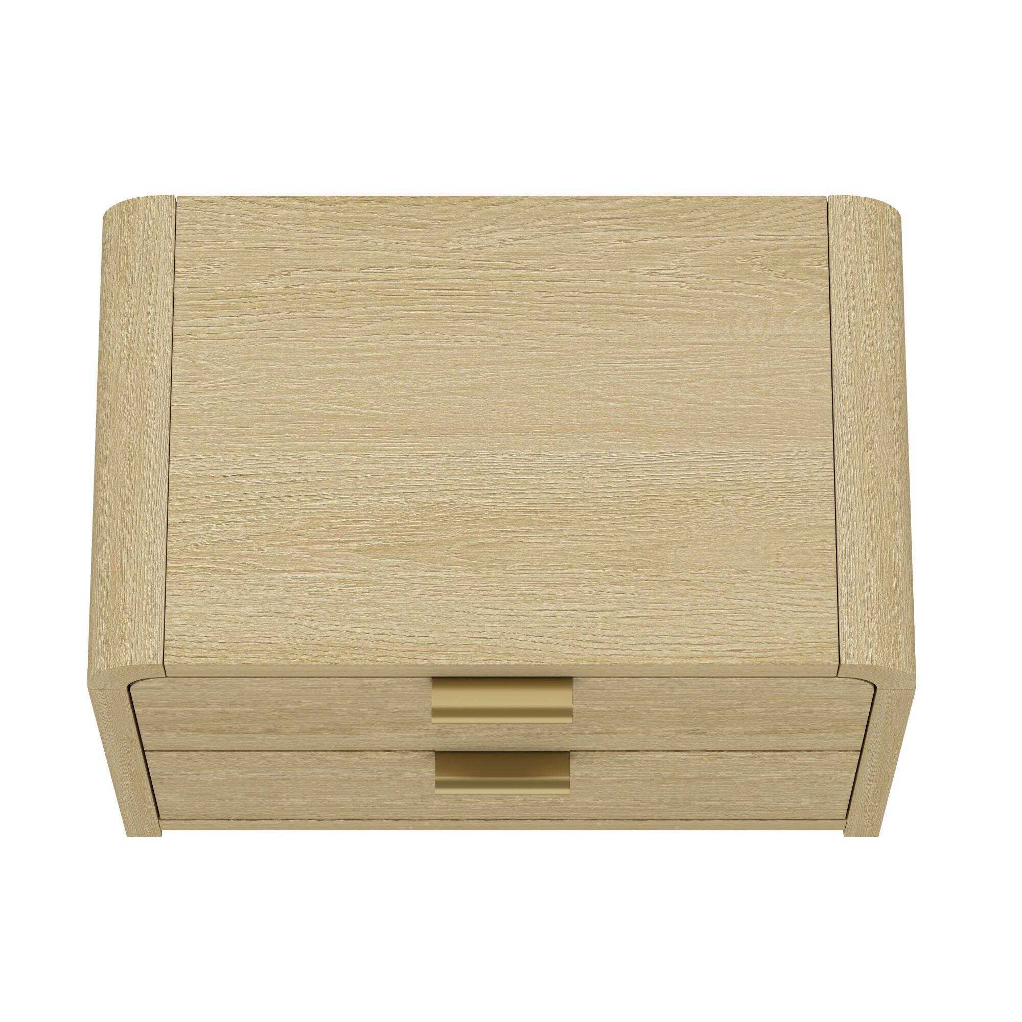 Alt View 4. Manhattan Comfort - Grace Modern 28" Nightstand - Natural Oak and Gold.