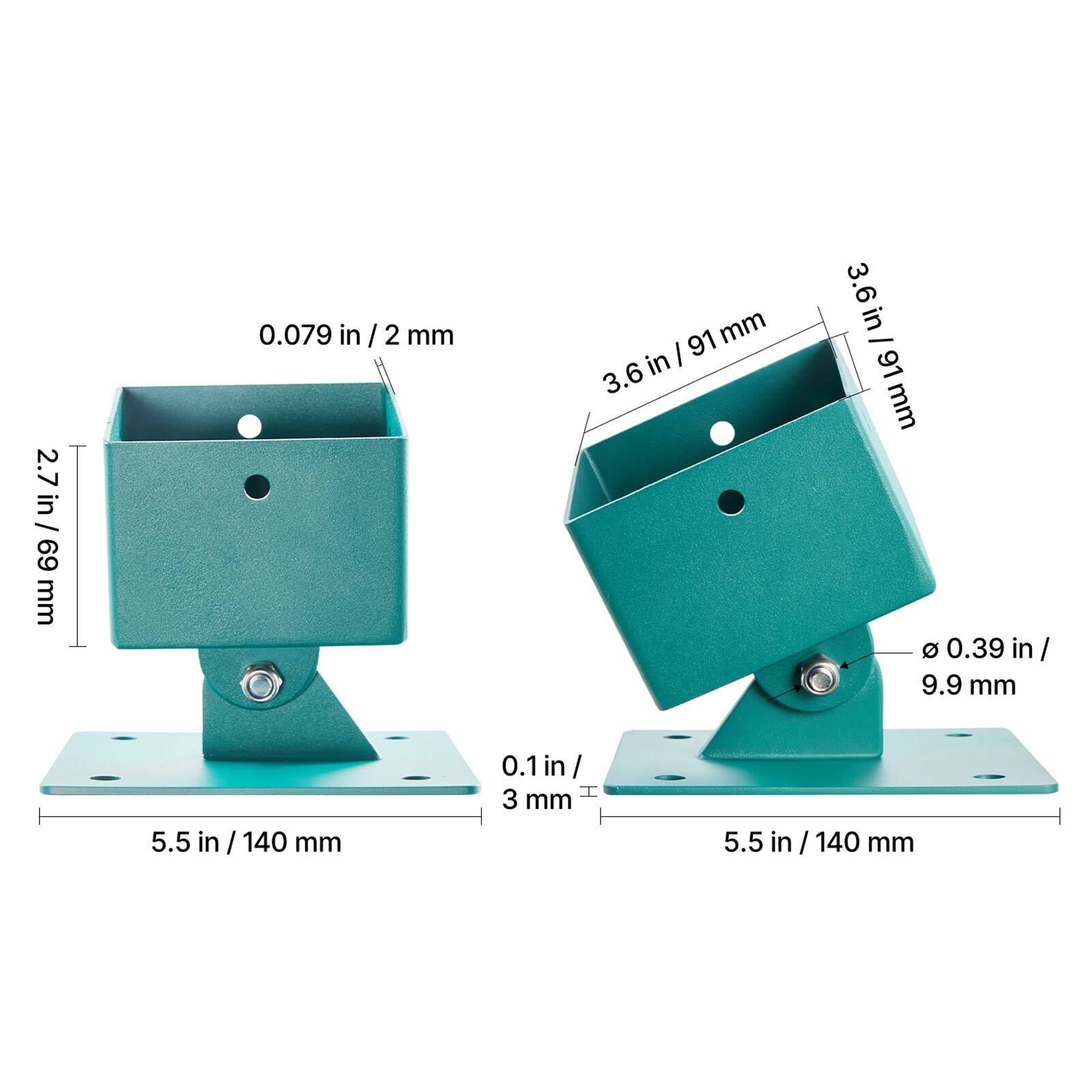 2.7 in / 69 mm  
0.079 in / 2 mm  
3.6 in / 91 mm  
0.39 in / 9.9 mm  
5.5 in / 140 mm  
0.1 in / 3 mm