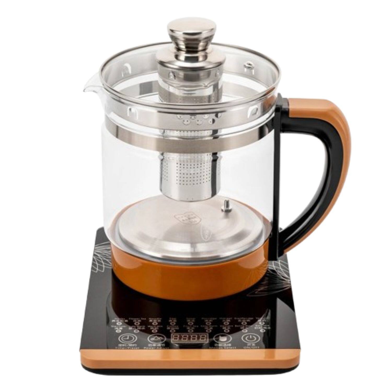 Front. Stock Preferred - 1.8L Electric Glass Kettle Tea Maker - Clear/brown.
