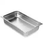 Front. VEVOR - Hotel Pan, Full Size Anti-Jam Steam Pan, 0.8mm Thick Stainless Steel Restaurant Steam Table Pan, 4-Inch Deep Table Pan - Stainless steel color.