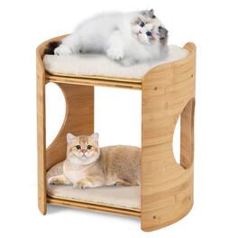 Costway - 2-tier Cat Tower for Indoor Cats with Double Beds Removable & Washable Cushions