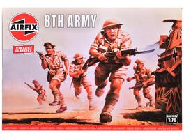 Level 1 Model Kit WWII British 8th Army 49 Piece Figure Set 1/76 Plastic Model Kit by Airfix - Multi