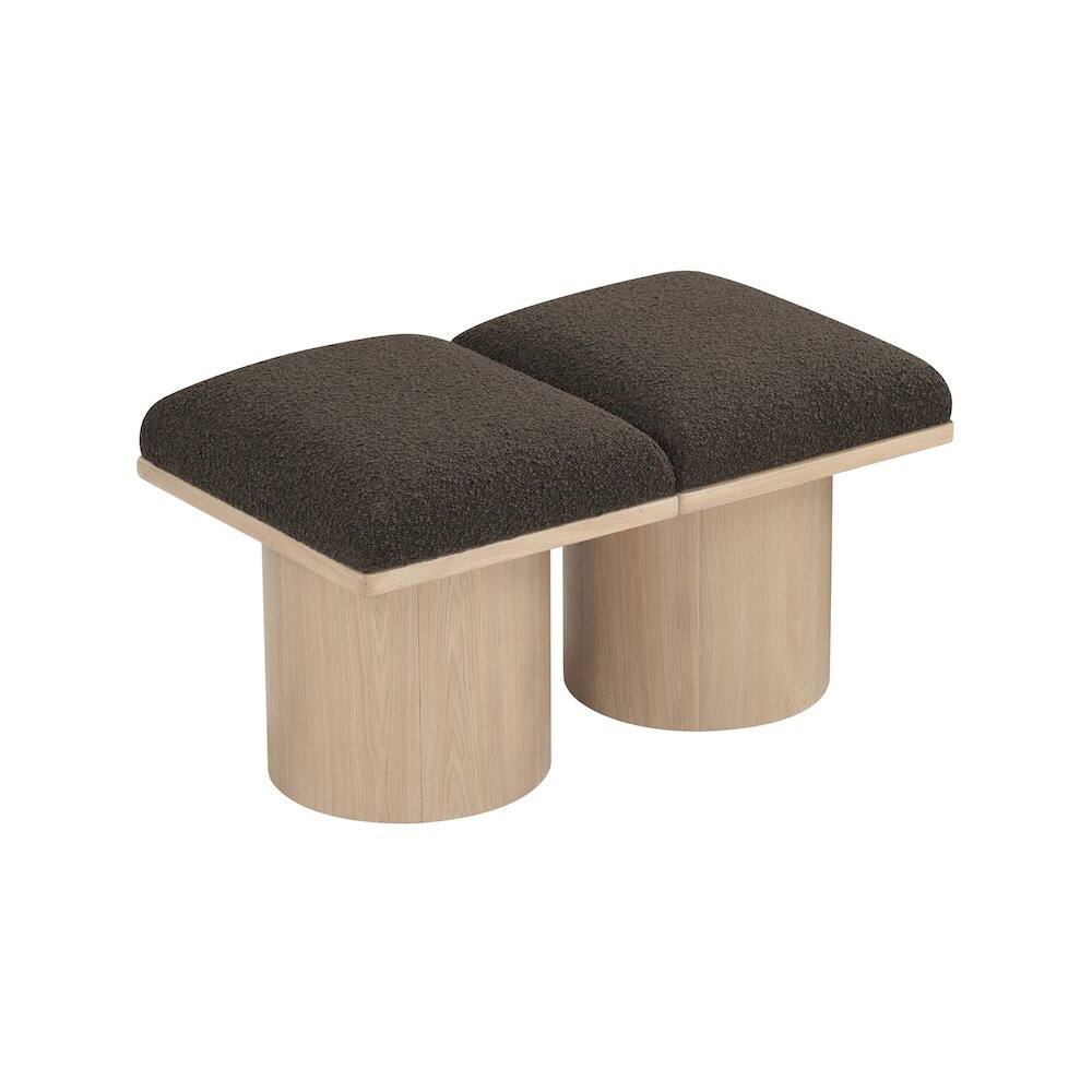 Alt View 3. Meridian Furniture - Pavilion Brown Boucle Fabric Bench - Brown.