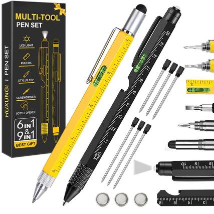 MULTI-TOOL PEN SET
LED LIGHT
RULERS
STYLUS TOP
SCREWDRIVER
BOTTLE OPENER
6 IN 1 & 9 IN 1
BEST GIFT
HU XUNGI