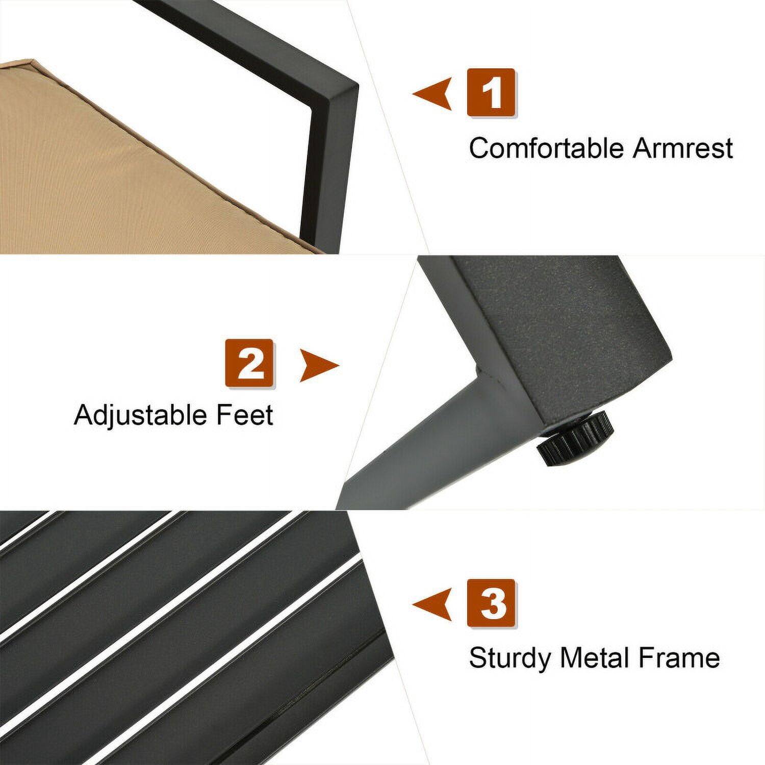 1. Comfortable Armrest  
2. Adjustable Feet  
3. Sturdy Metal Frame