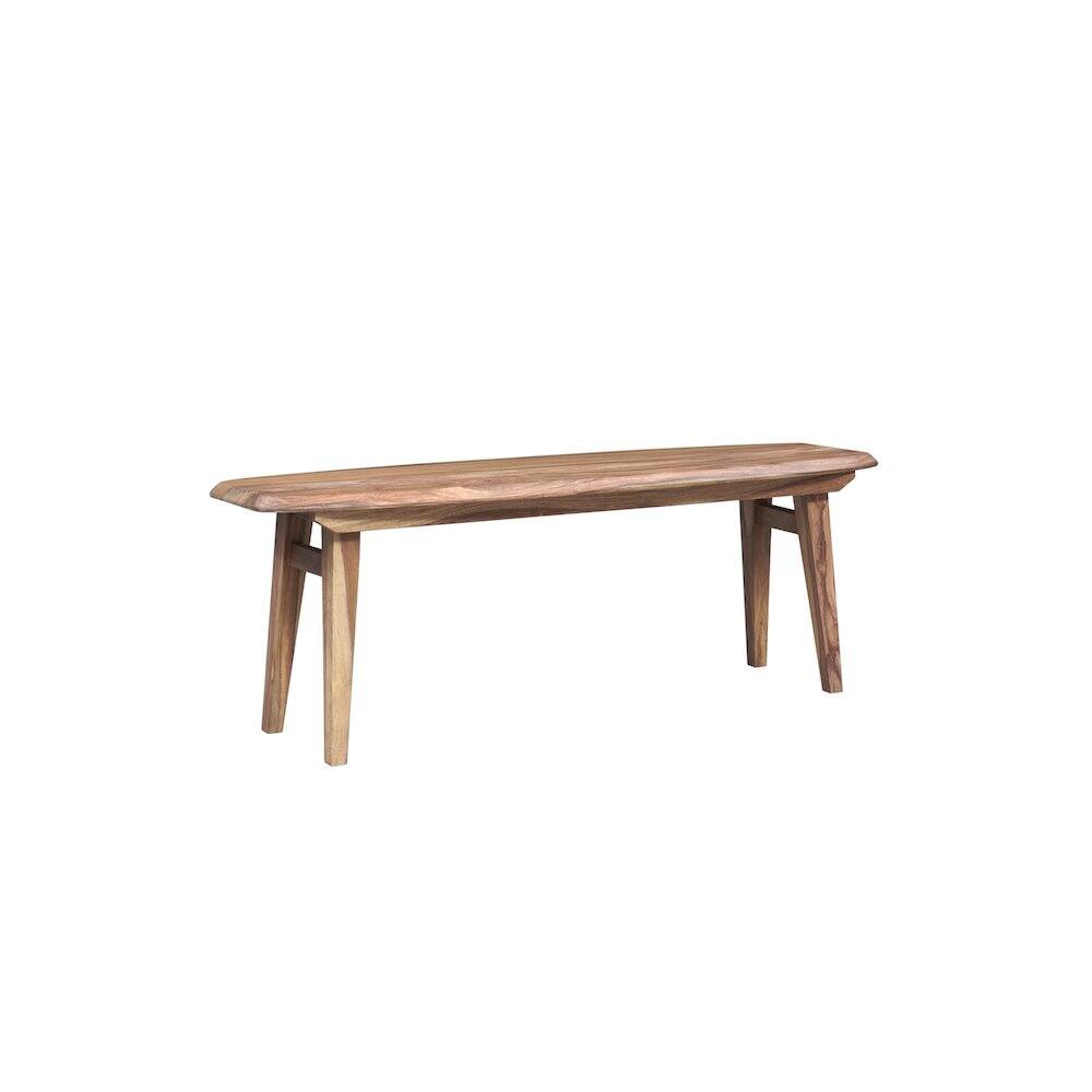 Back. Porter Designs - Fusion Solid Sheesham Wood Dining Bench - Light Brown.