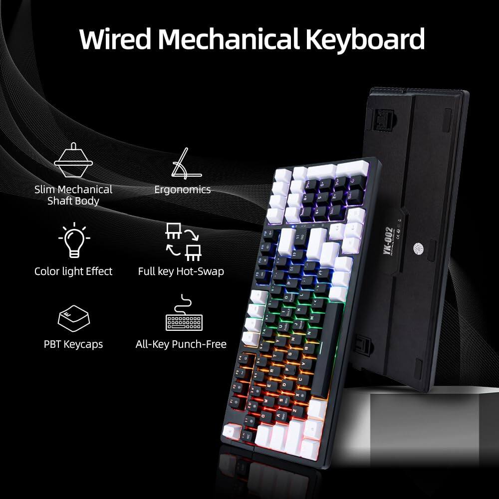 Wired Mechanical Keyboard

- Slim Mechanical Shaft Body
- Ergonomics
- Color light Effect
- Full key Hot-Swap
- PBT Keycaps
- All-Key Punch-Free