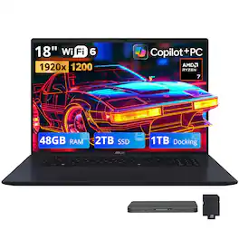 ASUS - Upgraded - Vivobook 18" WUXGA Laptop,Ryzen 7 260,48GB RAM,2TB SSD+1TB Dock,AMD Radeon GPU,Backlit,Copilot+PC,Win 11 - Blue