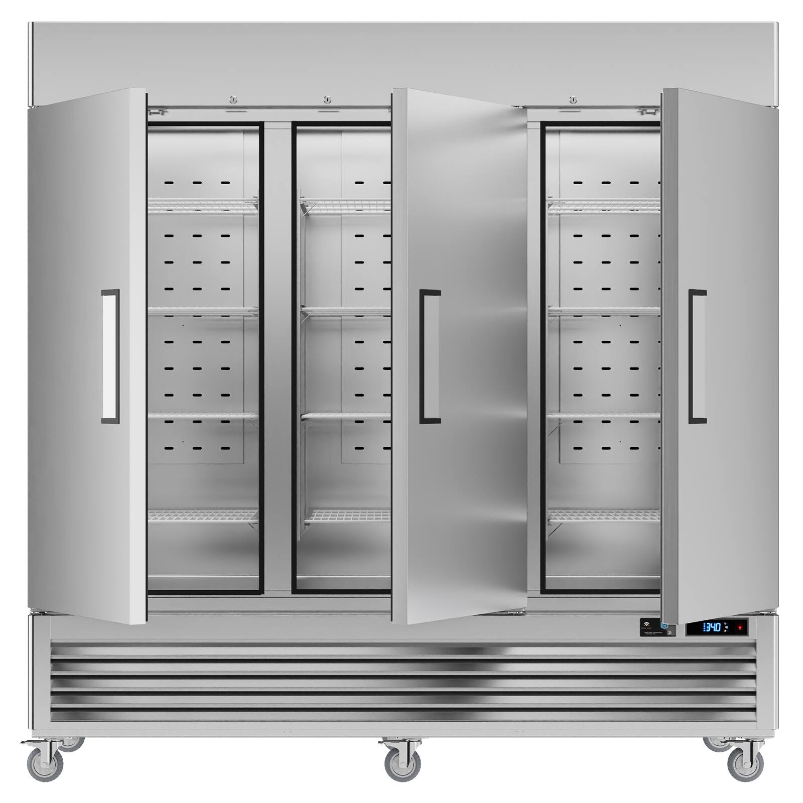 Alt View 7. Veecool - VEECOOL 82" 72 cu.ft. WiFi Enabled App Control 3 Solid Door Commercial Upright Reach-In Freezer in Stainless Steel - Stainless Steel.